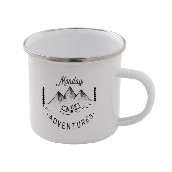 image of Monday Adventure Enamel Mug - White