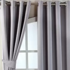 Image of Homecapes Grey Herringbone Chevron Blackout Curtains Pair Eyelet Style, 46x72'