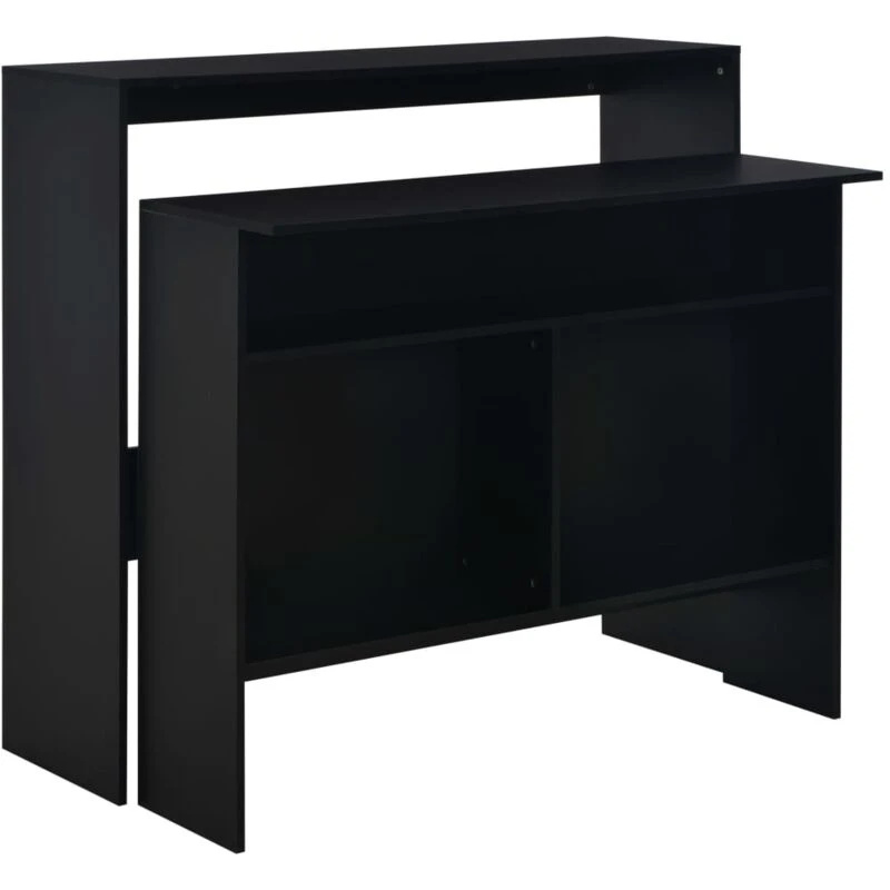 Image of vidaXL Bar Table with 2 Table Tops Black Breakfast Kitchen Dining Dinner Table