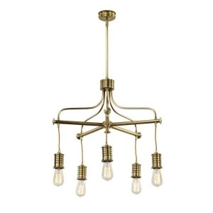 Image of 5 Light Chandelier Brass Finish, E27