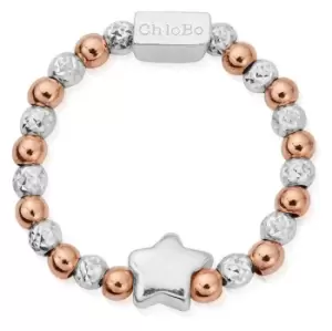 Image of ChloBo MR2STAR Mixed Metal Inset Star Ring Size Medium Rose Jewellery