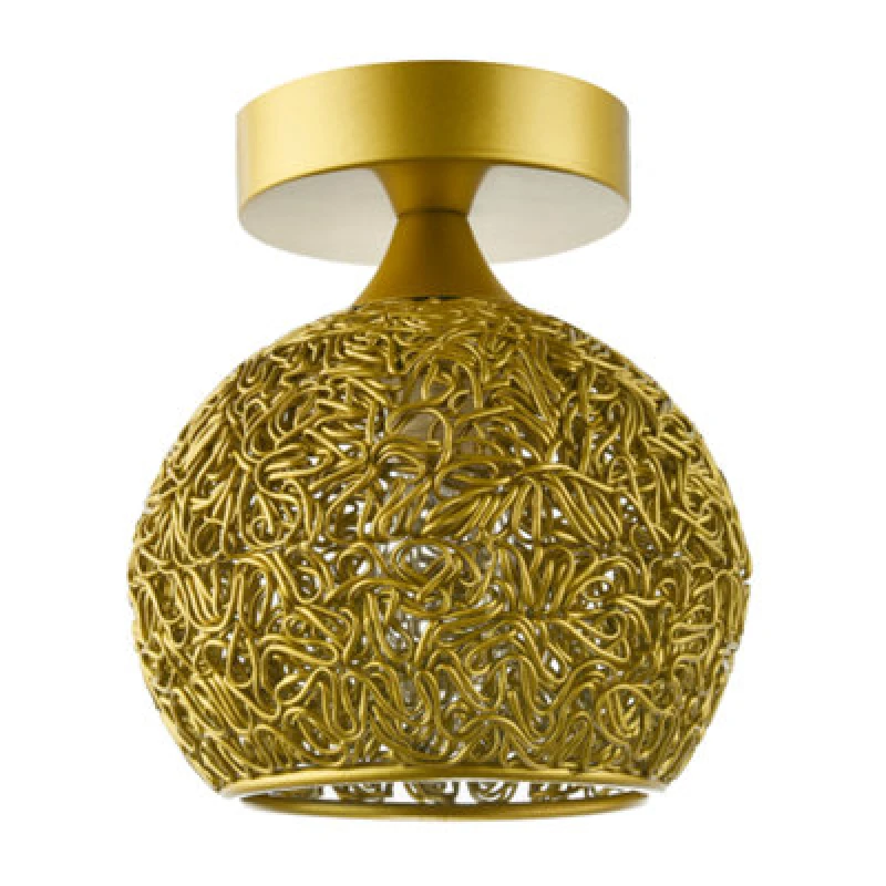 Image of Happy Homewares Modern Satin Gold Ceiling Light Fitting With Twisting Metal Shade