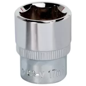 image of Sealey SP3817 WallDrive Socket 17mm 3/8"Sq Drive Fully Polished