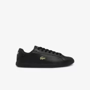 image of Lacoste Mens Graduate Leather and Synthetic Trainers Size 12 UK Black