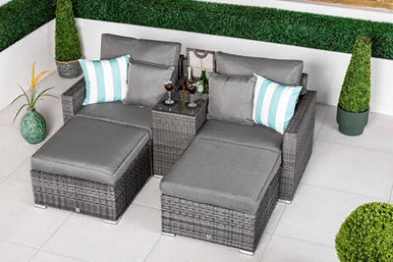 Image of Thats Furniture Havana Modular Rattan Sofa Garden Balcony Furniture Set in Grey Grey Unisex
