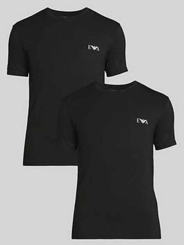 Image of Emporio Armani 2 Pack Lounge Badge Fitted T-Shirt Black L