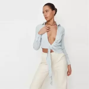 image of Missguided Tall Ruched Top - Blue