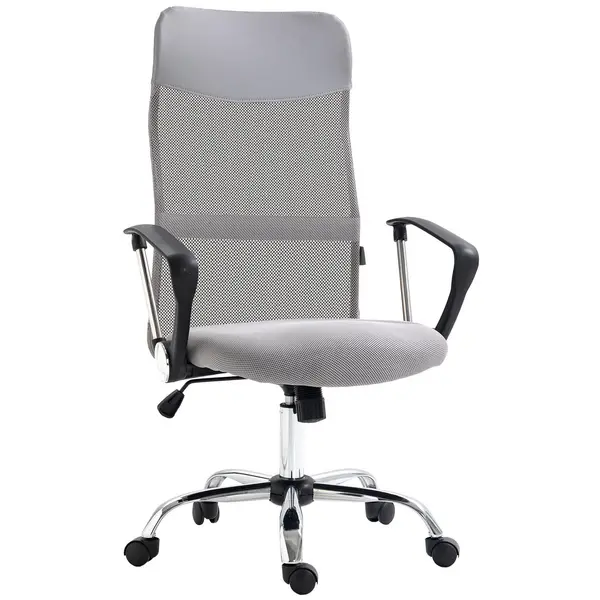 image of HOMCOM Executive Office Chair High Back Mesh Chair Seat Office Desk Chairs Light Grey