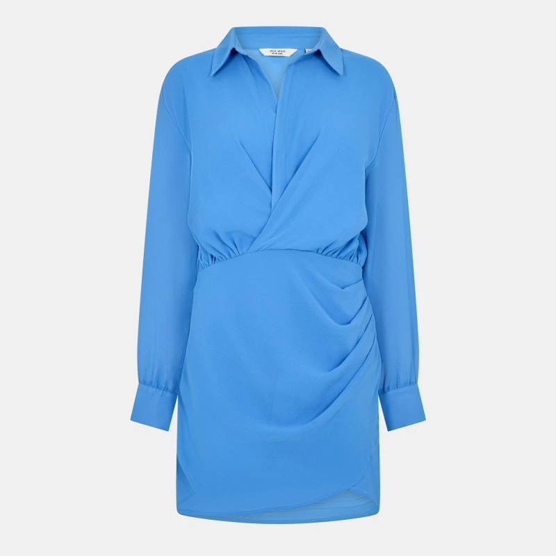 Image of Jack Wills Draped Shirt Dress - Blue Blue 8