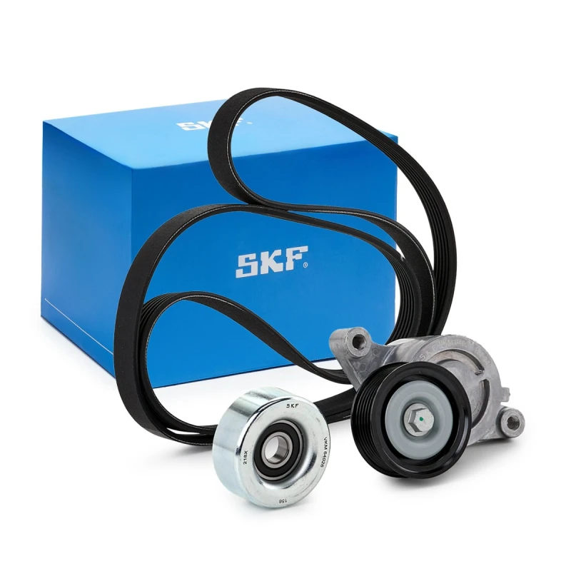 Image of SKF VKMA 64111 V-ribbed belt set Check alternator freewheel clutch & replace if necessary V-Ribbed Belt Set (542)