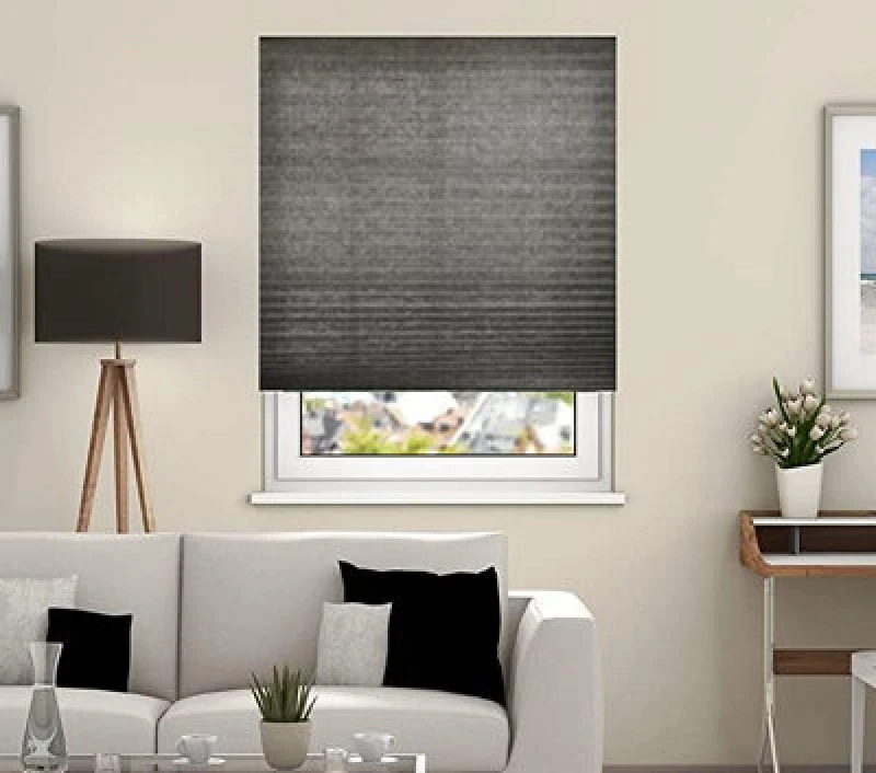 Image of Temporary Dim Out Pleated Blind Shade 200Cm Drop 50Cm Width Charcoal Grey Pleated Blind
