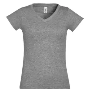 Image of SOLs Womens/Ladies Moon V Neck Short Sleeve T-Shirt (M) (Grey Marl)