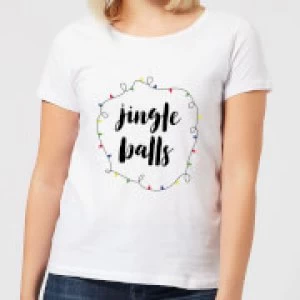 image of Jingle Balls Womens Christmas T-Shirt - White - 3XL