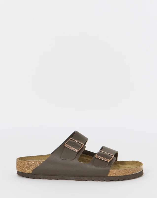 Image of Birkenstock Mens Arizona Two Strap Sandals Dark Brown Leather, 9.5