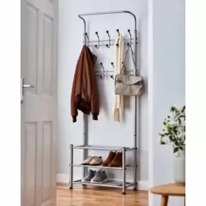 image of House of Home Multi Purpose Stand 18 Hooks For Clothes Shoes Hats Bags - Grey