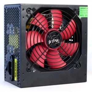 Image of Pulse 750W PSU, ATX 12V, Active PFC, 4 x SATA, PCIe, 120mm Silent Red Fan, Black Casing