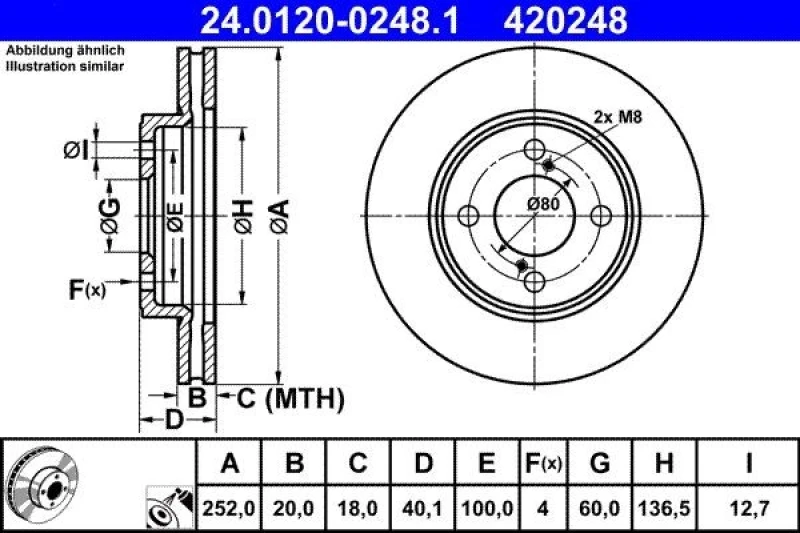 Image of Brake disc ATE 24.0120-0248.1