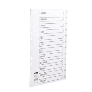 Image of Concord White Index Polypropylene 120 Micron Europunched Jan-Dec A4 Ref 64701