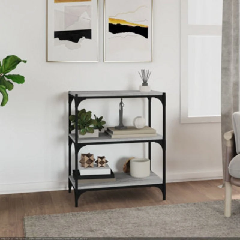 Image of Vidaxl Book Cabinet Grey Sonoma 60X33X70.5cm Engineered Wood And Steel, Grey 819325