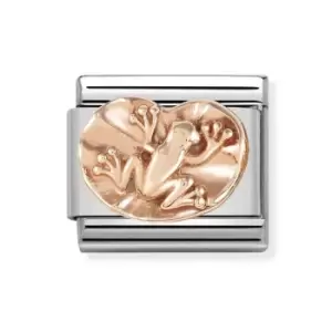 Image of Nomination Classic Rose Gold Frog on Water Lily Charm