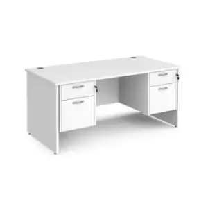 Image of Office Desk Rectangular Desk 1600mm With Double Pedestal White Top And Panel End Leg 800mm Depth Maestro 25 MP16P22WH