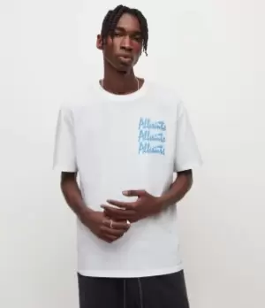 Image of AllSaints Mens Ignitor Crew T-Shirt, Optic White, Size: M