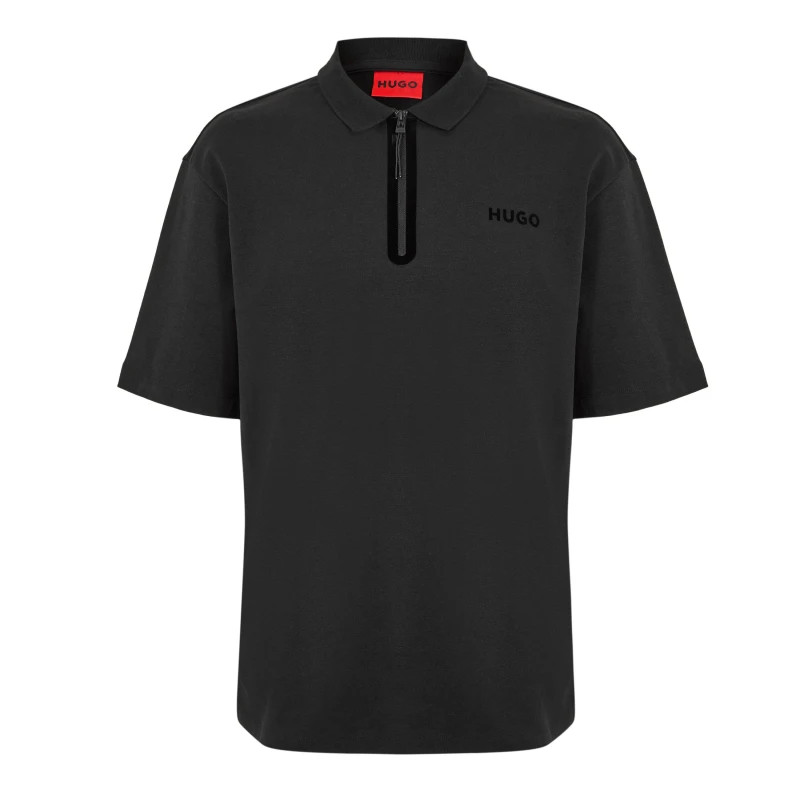 Image of Hugo Mens Dubilo Short Sleeve Polo Shirt Black male XS