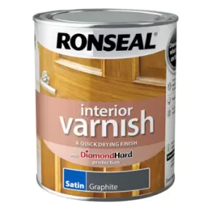 image of Ronseal Interior Wood Varnish - Graphite - Satin - 750ml - Graphite