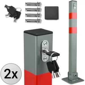 image of 1x 2x 3x or 4x Heavy Duty Parking Space Barrier Car Bollard Folding 3 Keys Robust Steel Security Reserve Post 2x