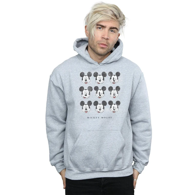 Image of Disney Men Mickey Mouse Wink And Smile Hoodie in Grey Size: large Grey L Male 5057864235012