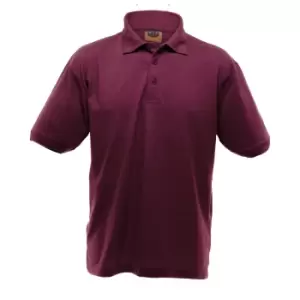 image of UCC 50/50 Mens Heavyweight Plain Pique Short Sleeve Polo Shirt (3XL) (Burgundy)