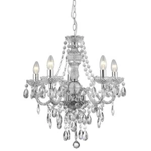 Image of 5 Light Chandelier Chrome Finish Acrylic Marie Therese, E14