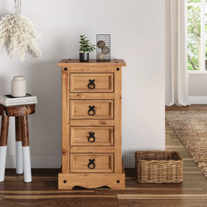 Image of MERCERS FURNITURE Corona Narrow 4 Drawer Bedside 5060335868114