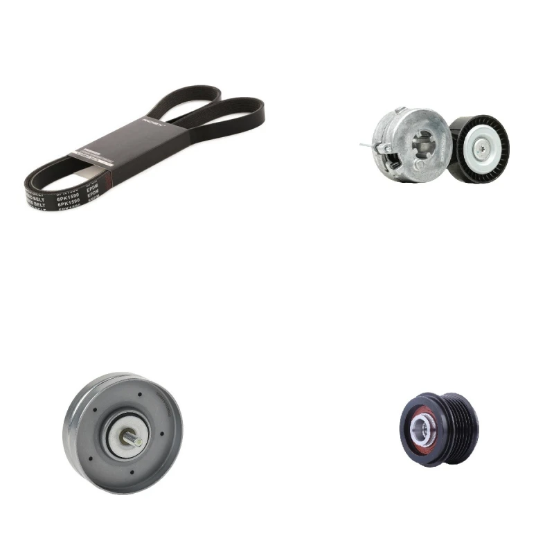 Image of RIDEX 542R0608 V-ribbed belt set Check alternator freewheel clutch & replace if necessary, Pulleys: with freewheel belt pulley V-Ribbed Belt Set (542