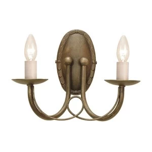 Image of 2 Light Indoor Candle Wall Light Black, Gold, E14