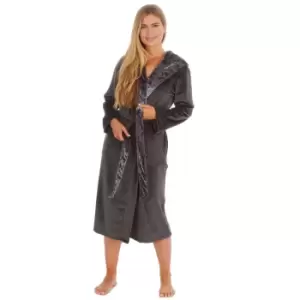 Image of Forever Dreaming Womens/Ladies Plush Velour Contrast Robe (L) (Charcoal)