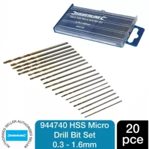 image of Silverline - Drill Bit Set Micro HSS 20pce 0.3 - 1.6mm Tools Set 944740