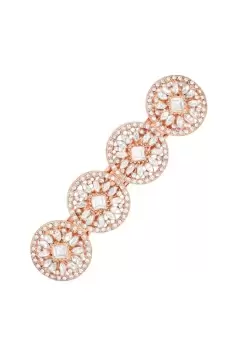 image of Rose Gold Crystal Floral Barette Hair Clip