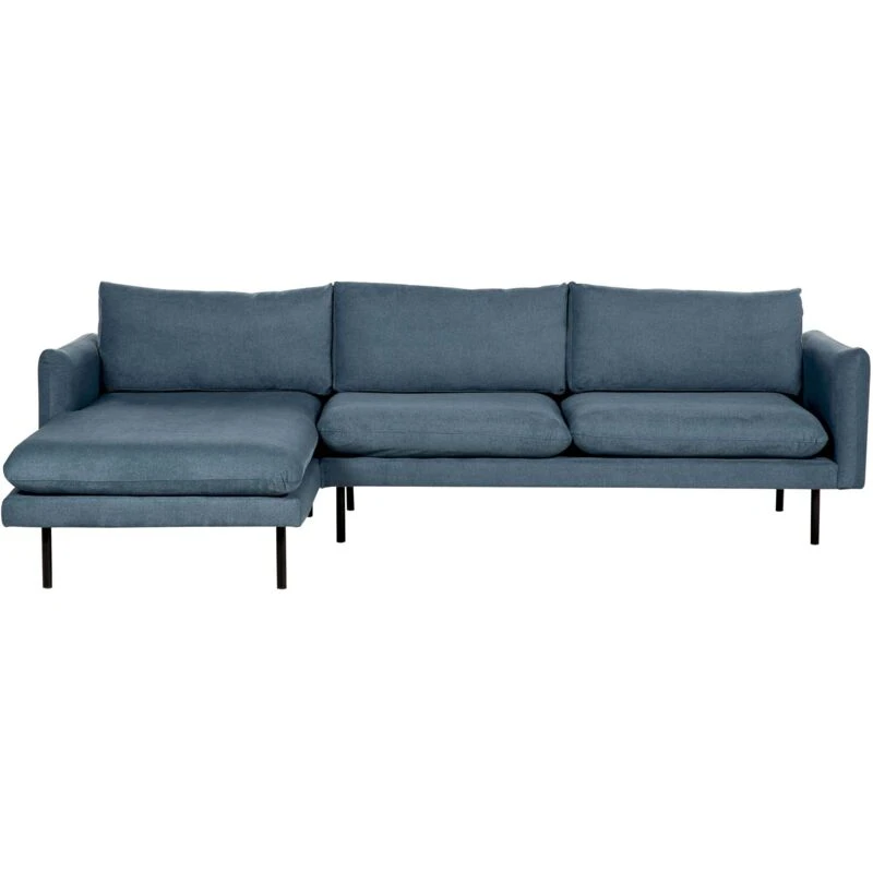 Image of Beliani Corner Sofa 4 Seater Vinterbro Chenille Blue Right Hand