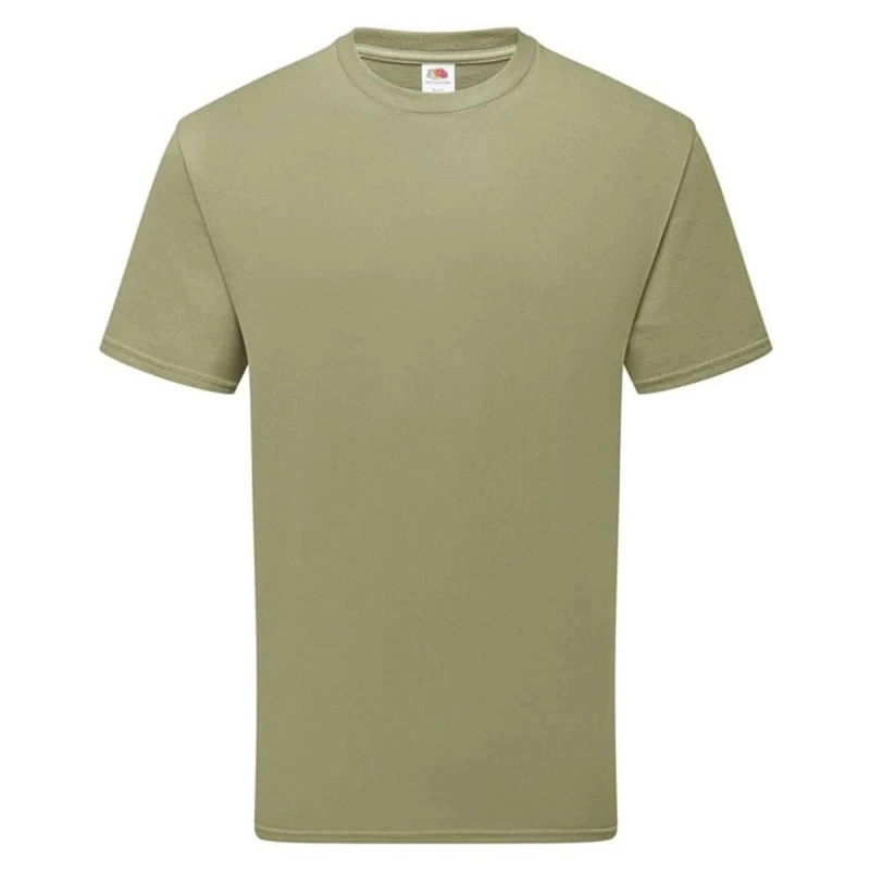 Image of Fruit Of The Loom Fruit of the Loom Men Cotton T-Shirt in Olive Size: Small Olive S Male 5063693927813