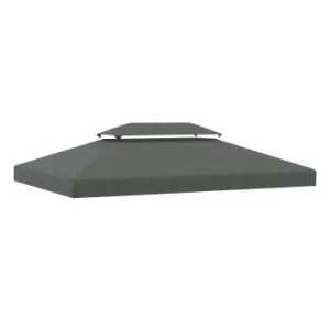 Image of Outsunny 3x4m Gazebo Replacement Roof Canopy 2 Tier Top UV Cover Garden Patio Outdoor Sun Awning Shelters Deep Grey (TOP ONLY)