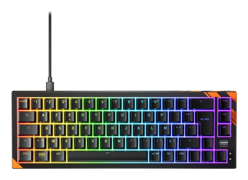 Image of Cherry CHERRY K5 PRO TMR COMPACT keyboard Gaming USB AZERTY French Black, Orange G8E-24200LACAFR-2
