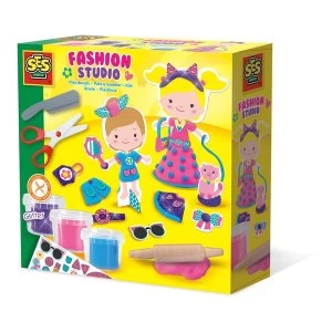 image of SES Creative - Childrens Modelling Dough Fashion Studio Set 3 Pots (Multi-colour)