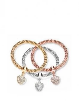 image of Buckley London Buckley London Mesh Heart Bracelet Stack Trio Free Gift Bag