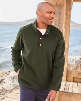 Image of Cotton Traders Mens Recycled Microfleece Pullover Top in Green