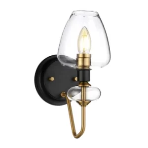 Image of Armand 1 Light Wall Light, Aged Brass, Glass Shade