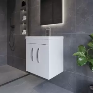 Image of Nuie - Athena Wall Hung 2-Door Vanity Unit with Basin-1 500mm Wide - Gloss White