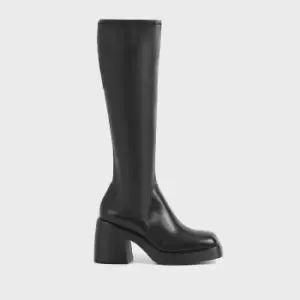 image of Vagabond Brooke Stretch Leather Heeled Knee High Boots - UK 4