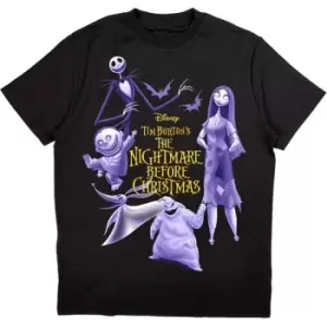 Image of Disney - The Nightmare Before Christmas Purple Characters Unisex XX-Large T-Shirt - Black