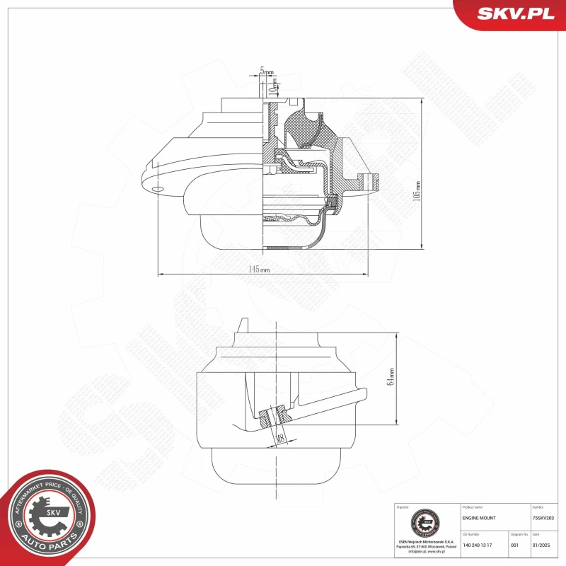 Image of ESEN SKV Engine mount ESEN SKV 75SKV203